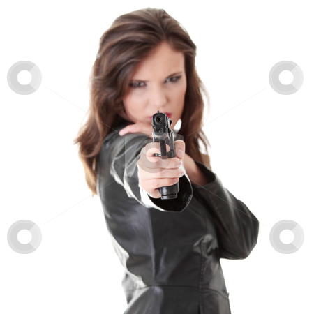 To use this stock image in your creative project, please select the size you need over to the right and click the "Add to Cart" button.
Your downloaded image will come with the Cutcaster watermark removed so don’t worry about the watermark you see on this page. Woman With Handgun stock photo, Woman With Handgun isolated on white background by Piotr_Marcinski