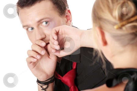 Man and woman conflict. Isolated on white. Man and woman conflict. Isolated on white. stock photo, Man and woman conflict. Isolated on white. by Piotr_Marcinski