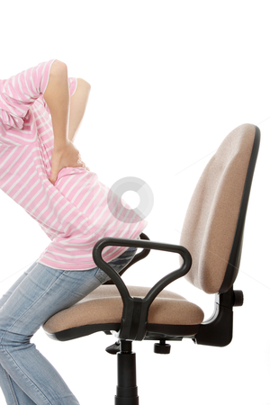 Back pain Back pain stock photo, Teen student woman with back pain isolated by Piotr_Marcinski