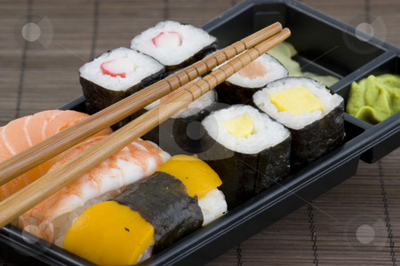 To use this stock image in your creative project, please select the size you need over to the right and click the "Add to Cart" button.
Your downloaded image will come with the Cutcaster watermark removed so don’t worry about the watermark you see on this page. Japanese sushi stock photo, Background photo of a japanese sushi meal by Sabino Parente