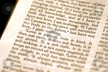 Love is Patient Bible Verse Love is Patient Bible Verse stock photo, Macro of 1 Corinthians 13:4 Love is Patient. by David Schliepp