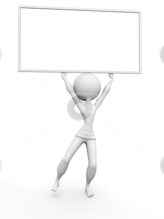 Blank Card Blank Card stock photo, cute person with blank card by novelo