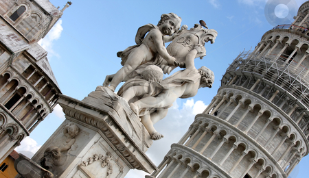 To use this stock image in your creative project, please select the size you need over to the right and click the "Add to Cart" button.
Your downloaded image will come with the Cutcaster watermark removed so don’t worry about the watermark you see on this page. Pisa, Tuscany, Italy stock photo, Leaning tower and statue angel in Pisa, Tuscany, Italy by vladacanon1