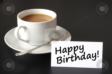 To use this stock image in your creative project, please select the size you need over to the right and click the "Add to Cart" button.
Your downloaded image will come with the Cutcaster watermark removed so don’t worry about the watermark you see on this page. Happy birthday card stock photo, happy birthday greeting card with cup of coffee on black by Gunnar Pippel