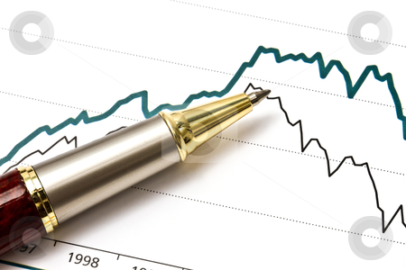 Background of business graph Background of business graph stock photo, Background of business graph and a pen by Ingvar Bjork