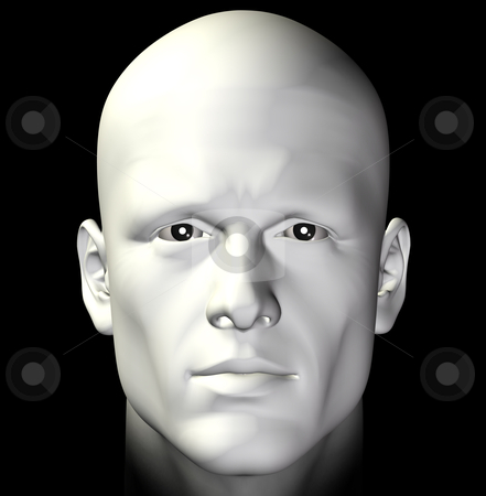 Portrait Portrait stock photo, Male figure portrait on black background. Digitally created 3d illustration. by sirylok