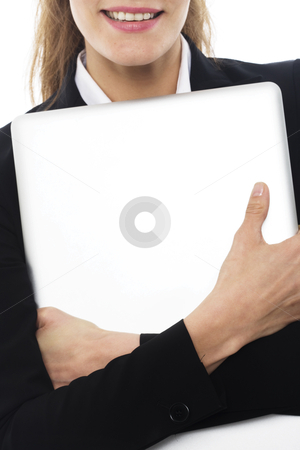 To use this stock image in your creative project, please select the size you need over to the right and click the "Add to Cart" button.
Your downloaded image will come with the Cutcaster watermark removed so don’t worry about the watermark you see on this page. Young businesswoman with laptop in arms on white background studio stock photo, young businesswoman with laptop in arms on white background studio by ambrophoto