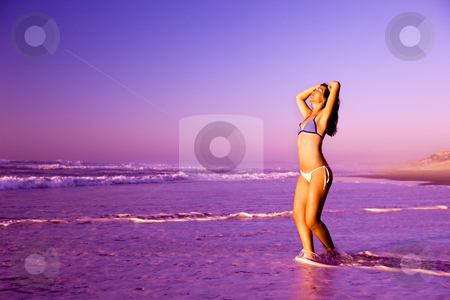 To use this stock image in your creative project, please select the size you need over to the right and click the "Add to Cart" button.
Your downloaded image will come with the Cutcaster watermark removed so don’t worry about the watermark you see on this page. Woman on the beach stock photo, Beautiful young woman relaxing at the sunset by ikostudio