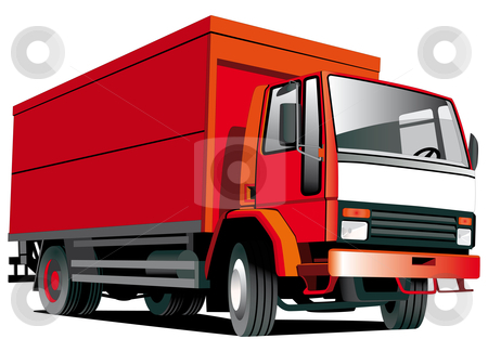 Red truck Red truck stock photo, Detailed vectorial image of red truck isolated on white background by busja