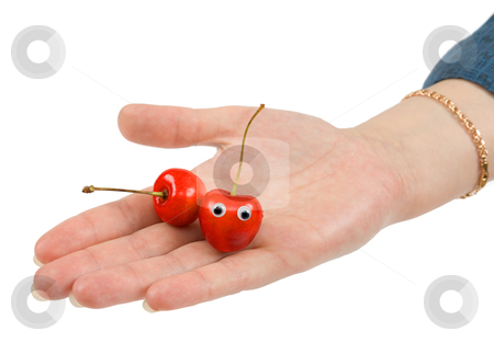 To use this stock image in your creative project, please select the size you need over to the right and click the "Add to Cart" button.
Your downloaded image will come with the Cutcaster watermark removed so don’t worry about the watermark you see on this page. Two sweet cherries on palm stock photo, Two sweet cherries on palm on a white background by Alexey Romanov