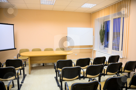 Interior of a conference hall in pink tones Interior of a conference hall in pink tones stock photo, Interior of a small conference hall in pink tones by Alexey Romanov