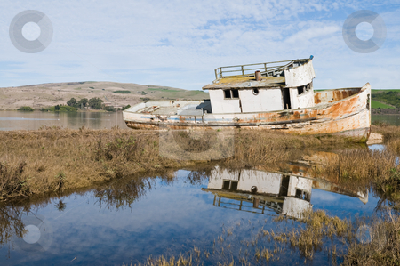 Fishing boat Fishing boat stock photo, Beached fishing boat on Tomales Bay, Inverness, California by Harris Shiffman