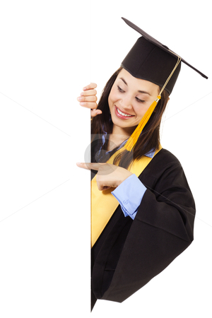To use this stock image in your creative project, please select the size you need over to the right and click the "Add to Cart" button.
Your downloaded image will come with the Cutcaster watermark removed so don’t worry about the watermark you see on this page. Female Graduate with copy space stock photo, Stock image of happy female graduate pointing towards copy space on blank board by iodrakon