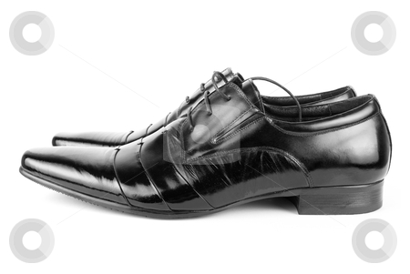 Shoes Shoes stock photo, Black men shoes detail on isolated white background by olinchuk