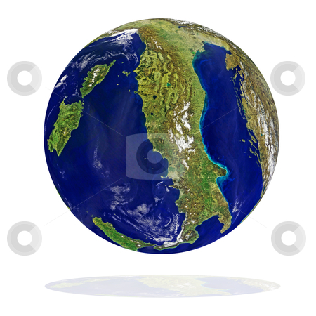 Italy Italy stock photo, Earth planet with Italy at front on a white background by olinchuk