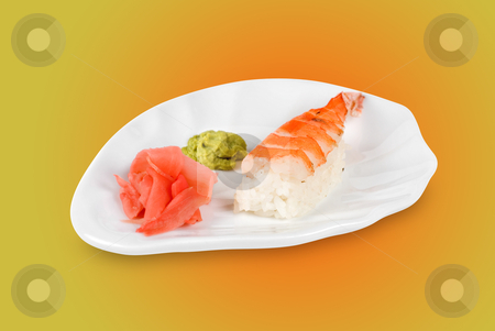 Nigiri sushi Nigiri sushi stock photo, nigiri sushi closeup isolated on color background by olinchuk