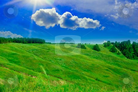 Summer landscape Summer landscape stock photo, summer landscape of green valley and blue sky by olinchuk