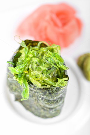 Maki sushi Maki sushi stock photo, Japanese fresh maki sushi with green seaweed by olinchuk