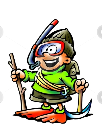 Tourist dressed in full equipment Tourist dressed in full equipment stock photo, Tourist dressed in full equipment by DrawShop - Poul Carlsen