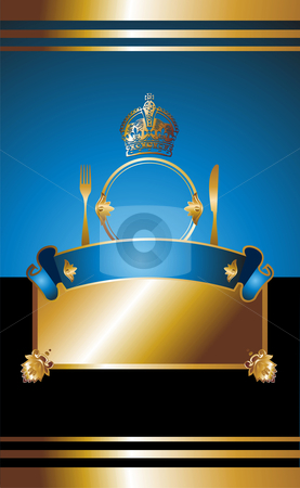 To use this stock image in your creative project, please select the size you need over to the right and click the "Add to Cart" button.
Your downloaded image will come with the Cutcaster watermark removed so don’t worry about the watermark you see on this page. Vintage victorian menu cover design stock photo, illustration on black and blue background for food industry, menu, cover, by Cienpies Design
