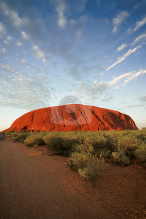 To use this stock image in your creative project, please select the size you need over to the right and click the "Add to Cart" button.
Your downloaded image will come with the Cutcaster watermark removed so don’t worry about the watermark you see on this page. Ayers Rock stock photo, Uluru (Ayers Rock) early in the morning as the sun turns it bright red. by © Ron Sumners