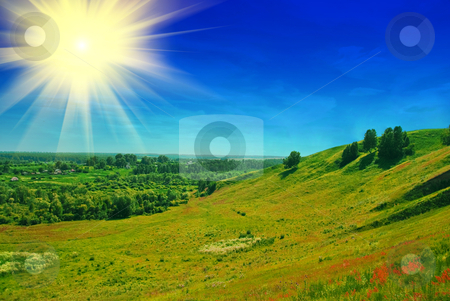 Summer landscape Summer landscape stock photo, summer landscape of green valley and blue sky by olinchuk