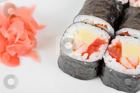 To use this stock image in your creative project, please select the size you need over to the right and click the "Add to Cart" button.
Your downloaded image will come with the Cutcaster watermark removed so don’t worry about the watermark you see on this page. Sushi rolls stock photo, Sushi rolls made of crab meat, cheese, and tomato by olinchuk