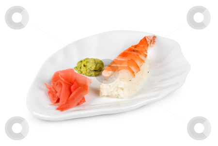 Nigiri sushi Nigiri sushi stock photo, nigiri sushi closeup isolated on white background by olinchuk