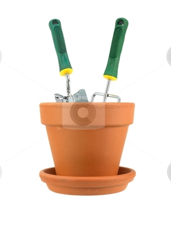 To use this stock image in your creative project, please select the size you need over to the right and click the "Add to Cart" button.
Your downloaded image will come with the Cutcaster watermark removed so don’t worry about the watermark you see on this page. Flower Pot stock photo, Garden tools in a clay pot isolated against a white background by Kitch Bain