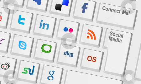 Computer keyboard with social media keys Computer keyboard with social media keys stock photo, Computer keyboard with special keys for social media by marphotography