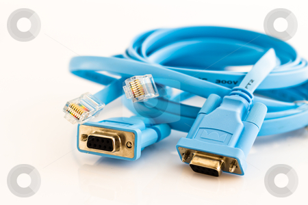 Network cable to configure routers Network cable to configure routers stock photo, two flat network cable to configure routers, switches and other network devices through the serial port by ludinko
