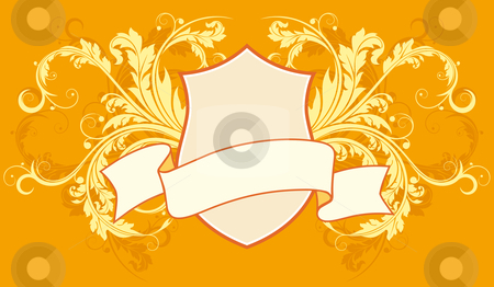 Floral frame Floral frame stock photo, Ancient Floral frame with ribbon with scrolls by Vadym Nechyporenko