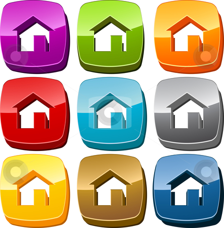 Home icon button set Home icon button set stock photo, Home start navigation icon button multicolored illustration set by Kheng Guan Toh