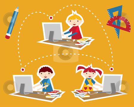 School social network communication School social network communication stock photo, Children learning and social school communication diagram. Internet as a learning tool. by Cienpies Design