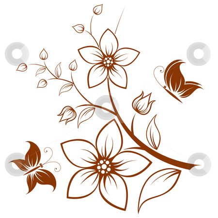 To use this stock image in your creative project, please select the size you need over to the right and click the "Add to Cart" button.
Your downloaded image will come with the Cutcaster watermark removed so don’t worry about the watermark you see on this page. Flower tree stock photo, Vector flower background with butterfly isolated on white by Vadym Nechyporenko