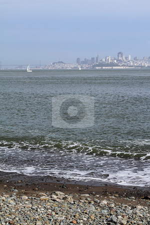 To use this stock image in your creative project, please select the size you need over to the right and click the "Add to Cart" button.
Your downloaded image will come with the Cutcaster watermark removed so don’t worry about the watermark you see on this page. Seascape stock photo, View on San Francisco with a beach on foreground by Olena Pupirina