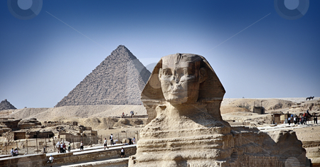 The pyramids and the Great Sphinx of Giza The pyramids and the Great Sphinx of Giza stock photo, The pyramids and the Great Sphinx of Giza, Cairo, egypt by HypnoCreative
