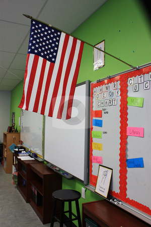 To use this stock image in your creative project, please select the size you need over to the right and click the "Add to Cart" button.
Your downloaded image will come with the Cutcaster watermark removed so don’t worry about the watermark you see on this page. Elementary school classroom stock photo, Bulliten board, smart board and US Flag in a typical elementary classroom by photolady