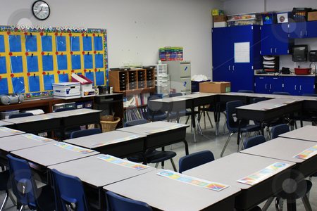 Classroom Classroom stock photo, Elementary classroom set up for the first day of school by photolady