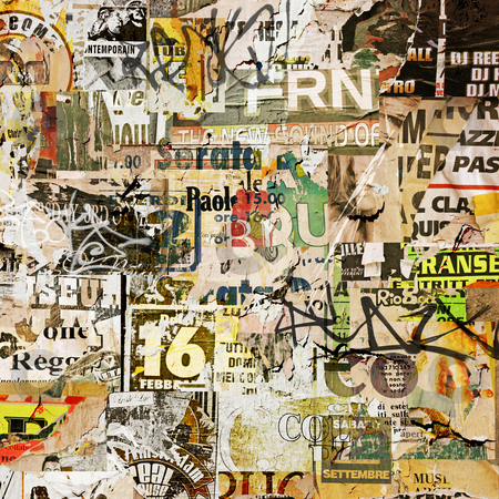 Grunge Poster Background Grunge Poster Background stock photo, Grunge Background with Old Torn Posters by Binkski Art
