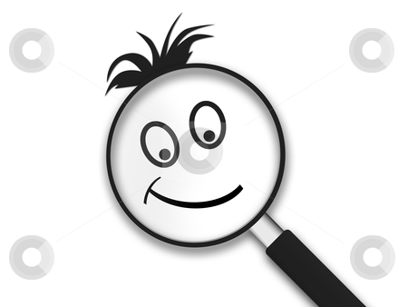 Magnifying Glass Smiley Magnifying Glass Smiley stock photo, Magnifying Glass with a smiley clipart face on white background. by kbuntu