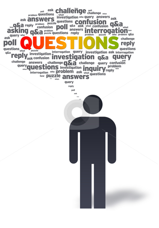 Paper Man with questions Bubble Paper Man with questions Bubble stock photo, Paper man with questions bubble on white background. by kbuntu