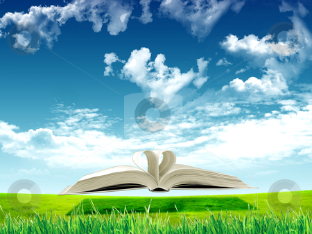 To use this stock image in your creative project, please select the size you need over to the right and click the "Add to Cart" button.
Your downloaded image will come with the Cutcaster watermark removed so don’t worry about the watermark you see on this page. Book and nature stock photo, book in the air against green panoramic nature landscape by Sergey Nivens