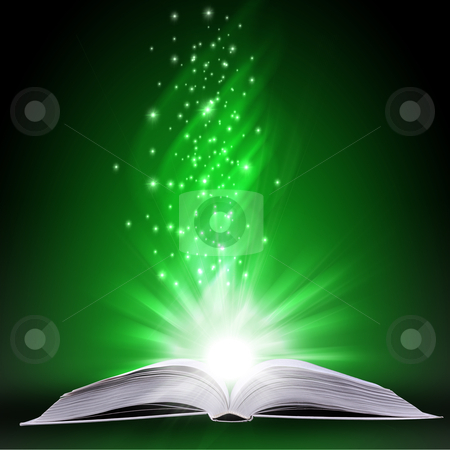 Magic book Magic book stock photo, magic book on a background with the lines and lights by Sergey Nivens