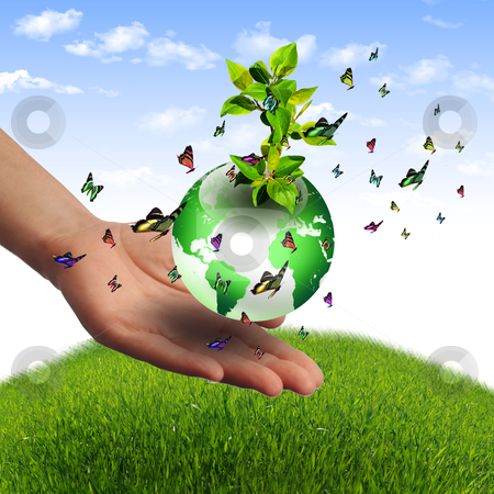 To use this stock image in your creative project, please select the size you need over to the right and click the "Add to Cart" button.
Your downloaded image will come with the Cutcaster watermark removed so don’t worry about the watermark you see on this page. Multicolored butterflies stock photo, Human hand and multicolored butterflies, grass and a symbol of the environment. Collage. by Sergey Nivens