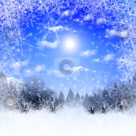 New year and Christmas background New year and Christmas background stock photo, Abstract background with blue skies and sunshine. Christmas in the winter landscape. Happy New Year and Merry Christmas! by Sergey Nivens