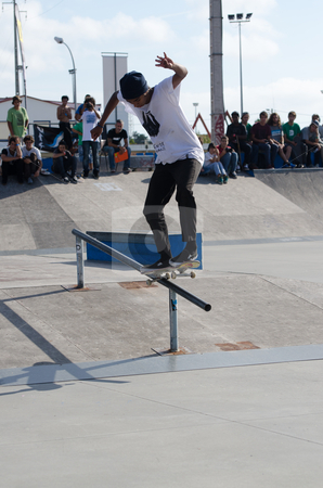 Thayan Costa Thayan Costa stock photo, ILHAVO, PORTUGAL - SEPTEMBER 03: Thayan Costa during the 2nd Stage of the DC Skate Challenge on September 03, 2011 in Ilhavo, Portugal. by Homydesign