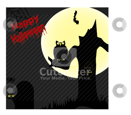 To use this stock image in your creative project, please select the size you need over to the right and click the "Add to Cart" button.
Your downloaded image will come with the Cutcaster watermark removed so don’t worry about the watermark you see on this page. Happy Halloween Scene stock vector clipart, Halloween scene with lots of Characters and spooky things by Michelle Bergkamp