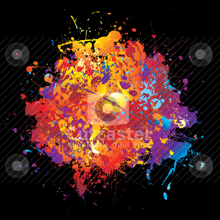 Rainbow spray pattern Rainbow spray pattern stock vector clipart, Bright colorful abstract rainbow paint background with ink splats by Michael Travers