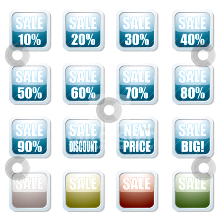 To use this stock image in your creative project, please select the size you need over to the right and click the "Add to Cart" button.
Your downloaded image will come with the Cutcaster watermark removed so don’t worry about the watermark you see on this page. Sale discount button stock vector clipart, Collection of twelve icon buttons with sale text and colour variation by Michael Travers